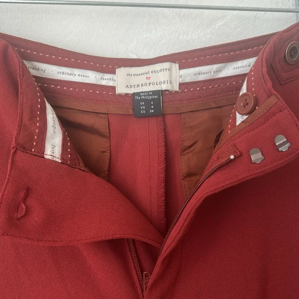 Anthropologie The Essential Culotte in Copper red burgundy Size 4 medium - Picture 7 of 9